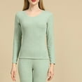 thumbnail image 3 of Thermal Underwear Set for Women Silk Winter Round Neck Solid Color Warm and Thick Velvet Home Clothes 2 Piece Lounge Set Fitted Winter Clothing Comfortable Base Layer Women Cold Weather, 3 of 8