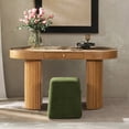 thumbnail image 1 of Jesse 55.5" Single Drawer Fluted Oval Console Desk Honey Brown Rubberwood, 1 of 12