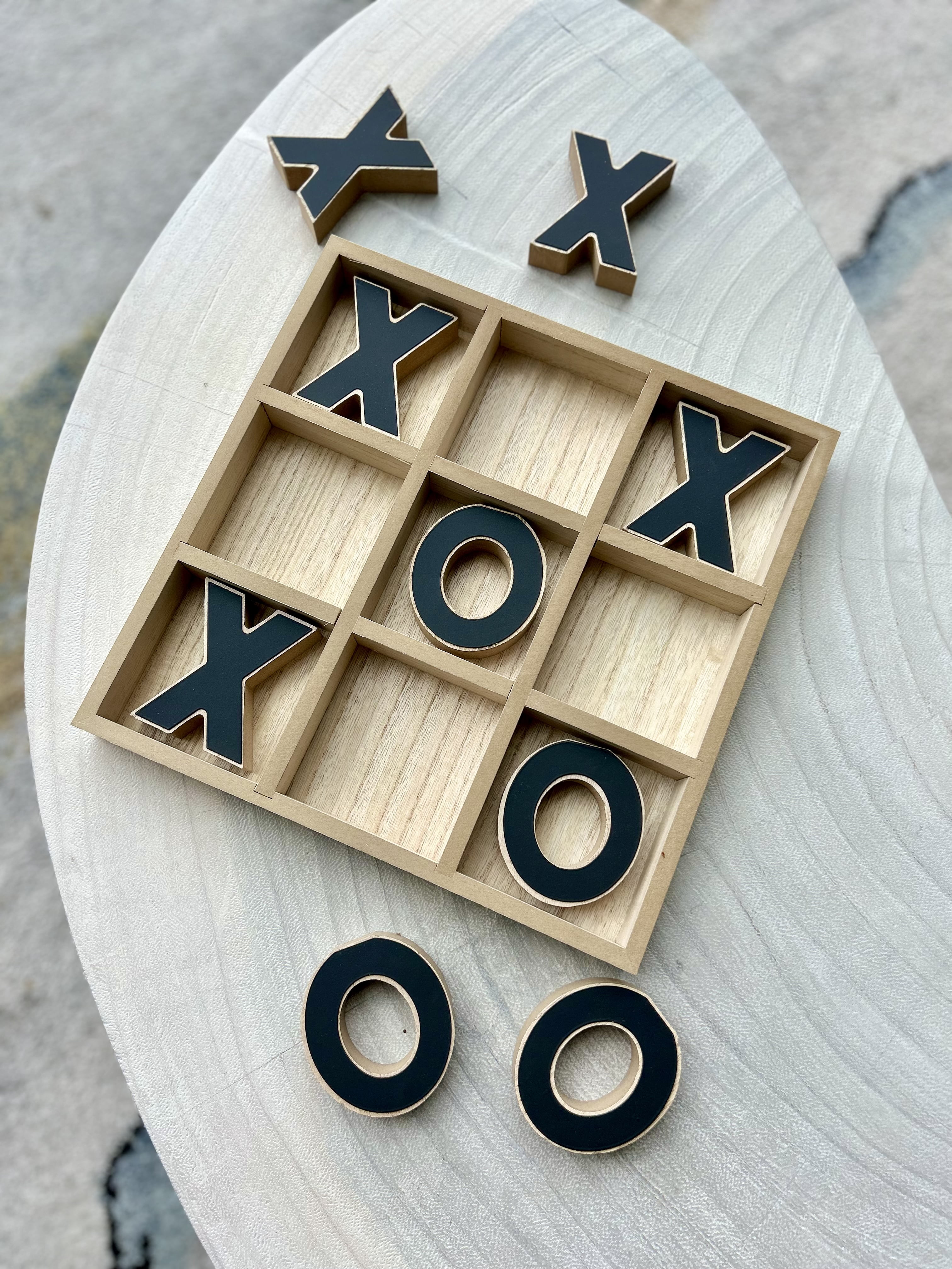 (2 pack) Mainstays Decorative Wood Tic-Tac-Toe Set, Brown