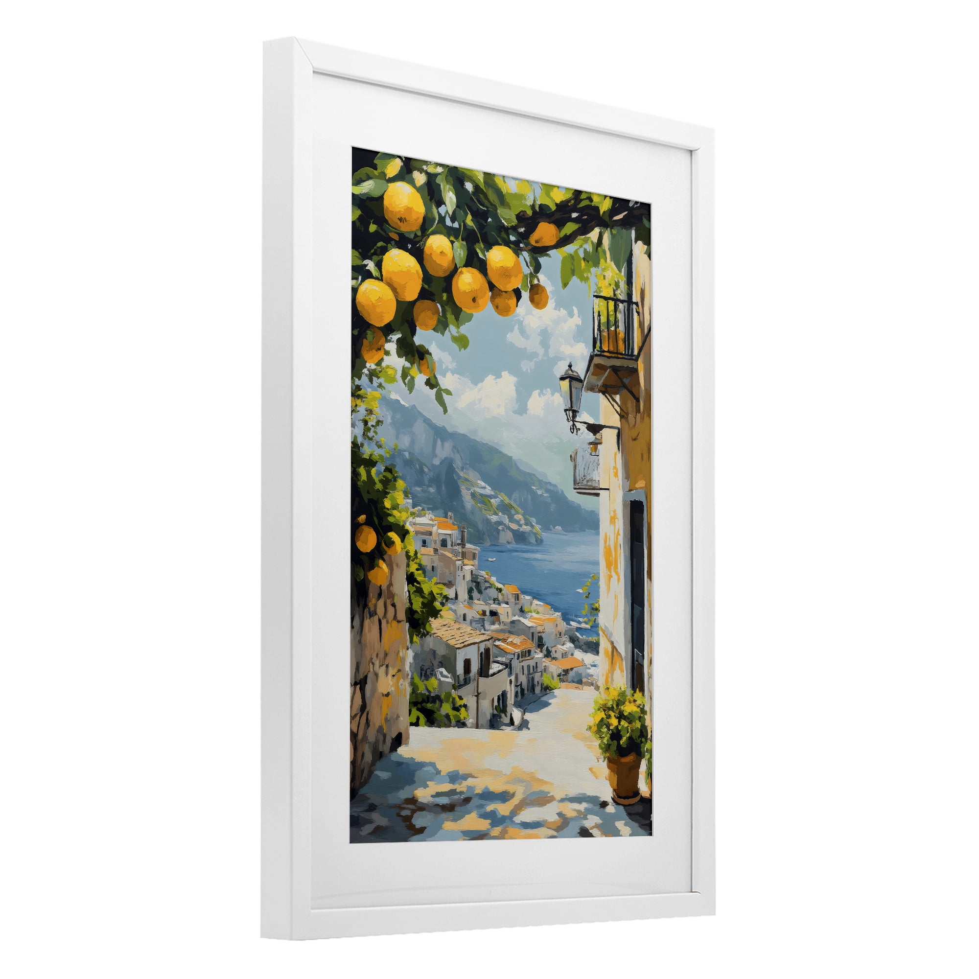 Stupell Industries Lemon Tree Overlooking Coast White Framed Print Under Glass, design by Creative Studio