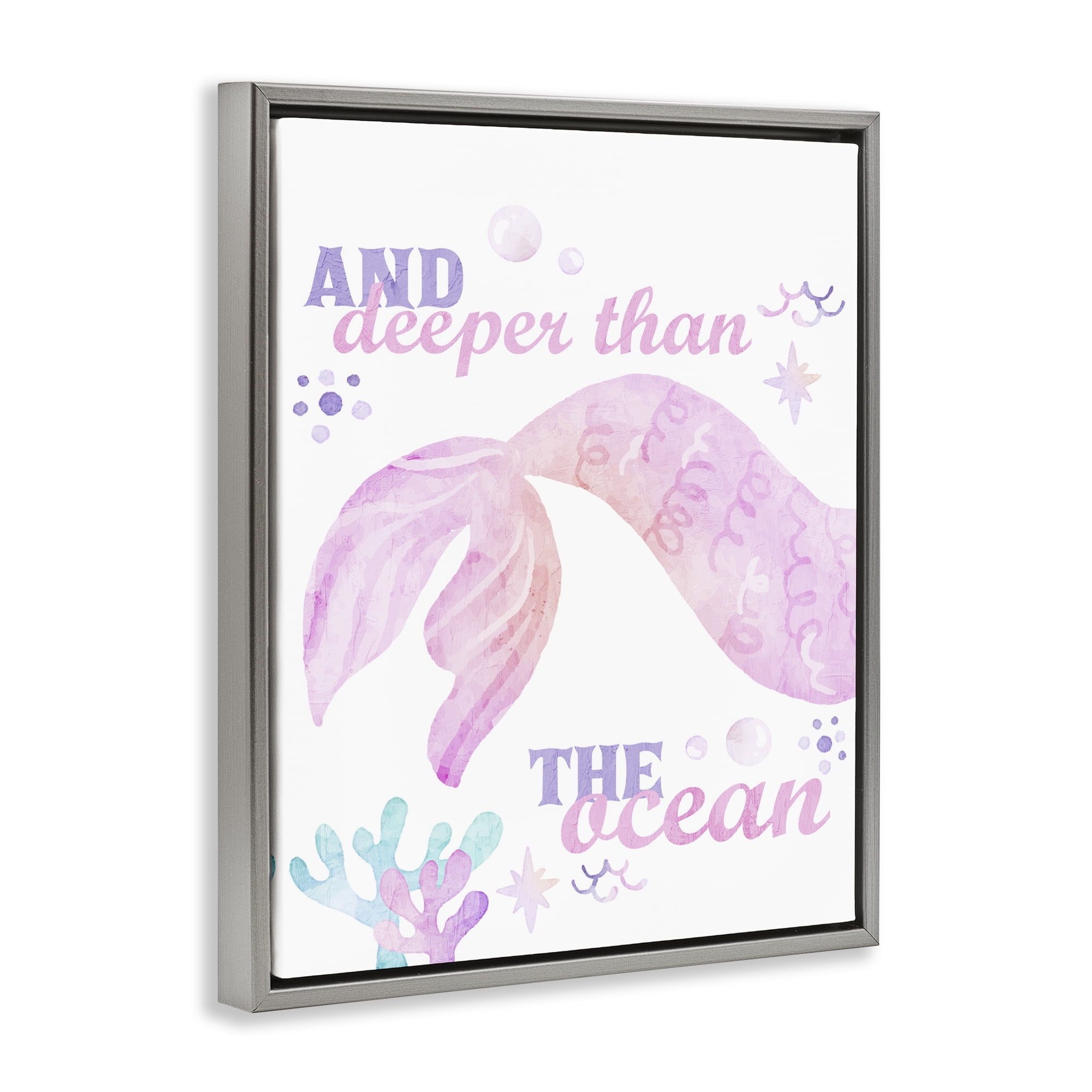 Deeper Than The Ocean Gray Framed Floater Canvas Wall Art, design by Kim Allen