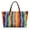 Ethnic Geometric Stripes, variant on Green Leaf Pattern Top Handle Tote Bag with Lightweight Casual, Portable Top Handle Bag for Vacation Daily Use