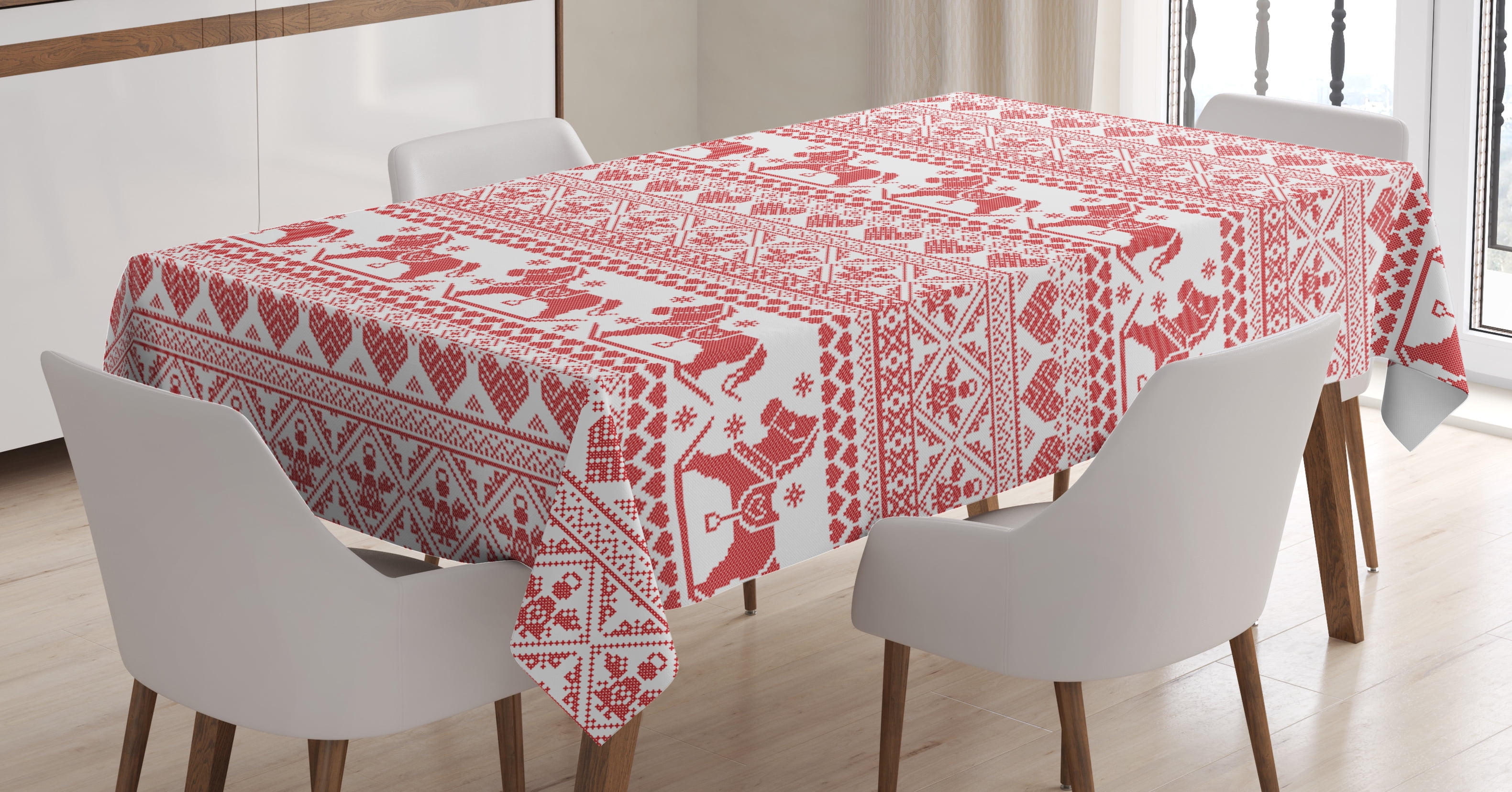 Nordic Tablecloth, Horses Hearts and Angels Norwegian Festive Motifs