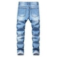 thumbnail image 3 of Fgnfyis Mens Stretch Slim Fit Jeans Ripped Distressed Straight Leg Denim Pants Stretch Motorcycle Jeans Trousers Mens Pants Blue 30, 3 of 8