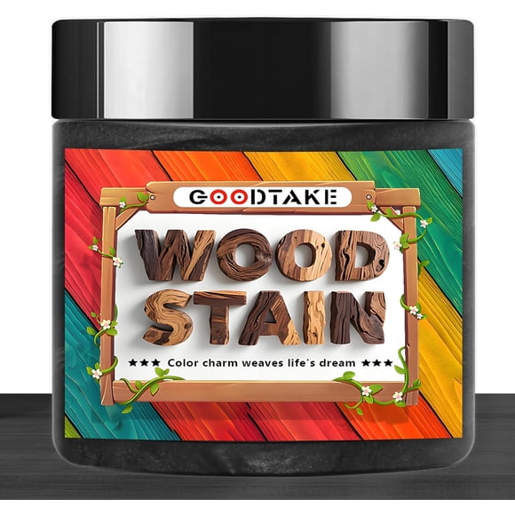 GOODTAKE Black Wood Stain Powder - Fast-Drying Wood Dye for Vibrant Indoor/Outdoor Furniture - Multi-Finish Craft Stain for Dark Wood Projects (Black, 4 oz)