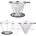 thumbnail image 2 of Filtro de café permanente de acero inoxidable sin papel con tubo de cepillo de limpieza, gotero de café de cono reutilizable con doble malla de acero inoxidable y mango de silicona para 1-4 tazas, 2 of 5