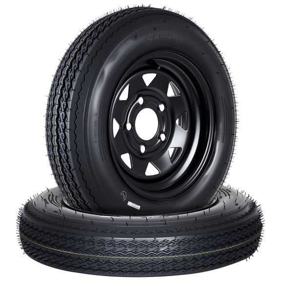 CazToi 2 Pack 4.80-12 Trailer Tires on 12" Rim Wheels 5 Lug 4.5" PCD 6PR