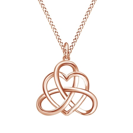 - Irish Heart Celtic Vintage Pendant Necklace 14k Rose Gold Over Sterling Silver