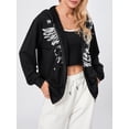 thumbnail image 3 of Arvbitana Women's Autumn Casual Sweatshirt Loose Pullover Zip Up Hooded Jacket Long Sleeve Wing Print Fashion Outerwear, 3 of 9