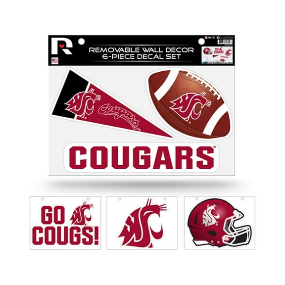 Washington State NCAA Cougars Set of 6 Removable Wall Decal Stickers