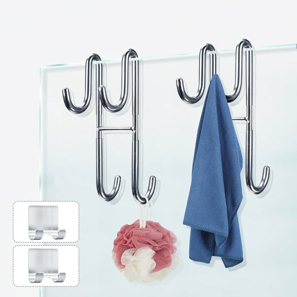 2 Pack Shower Glass Door Hooks Bathroom Frameless DrillingFree Hanger