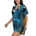 thumbnail image 2 of Fotbe Modern Style Blue Parrot Print Pajama Set for Women 2 Piece Loungewear Short Sleeve Tops and Shorts Set Soft Sleepwear-X-Large, 2 of 7