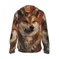 thumbnail image 3 of Uemuo Vintage Shiba Inu Art Pattern Women's Full Zip UPF 50+ Sun Protection Hoodie Jacket Long Sleeve Sun Shirt Hiking Outdoor Performance with Pockets-Small, 3 of 9