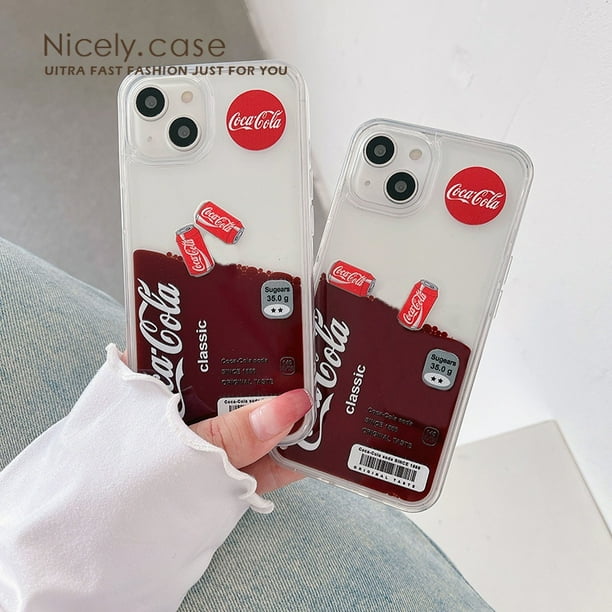 Fundas Flotantes De Coca Cola Líquida De Arena Movedizas Para iPhone 14 13 Mini 12 11 Pro Max X Xr Xs 6 7 8 Plus 12Mini Se Acrílico A Prueba De Golpes Parachoques Trasero Cubierta De PC Carcasa Móvil Gao Jiahui unisex