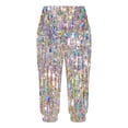 thumbnail image 4 of Mujeres Capri Pantalones Casual Suelto Largo Pantalones de Impresión con Corbata Elástica Cintura Y Bolsillos, 4 of 6