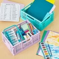 thumbnail image 3 of Pen+Gear Small Collapsible Crate, Size 11.41" x 8.26" x 4.72", Light Pink Plastic Desktop Organizer, 3 of 6