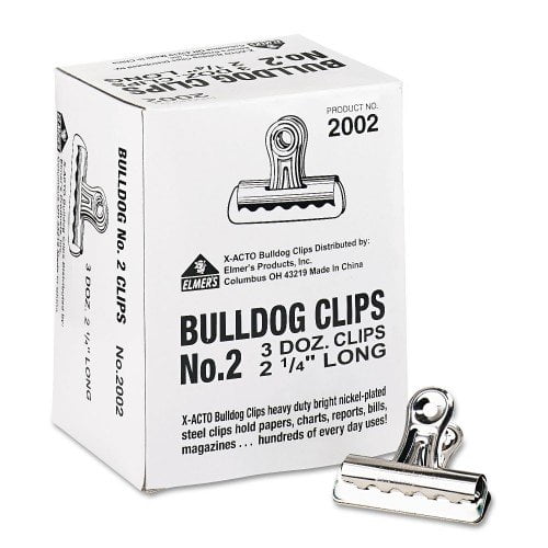 XACTO Bulldog Clips, Medium, Nickel, 36/Box (2002LMR)