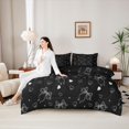 thumbnail image 4 of Erosebridal Girls Cute Ribbon Bow Twin Bedding Sets 7-Piece,Love Heart Print Bedding Comforter Set for Kids Teens,Black Reversible,Microfiber Bedroom Decor, 4 of 6
