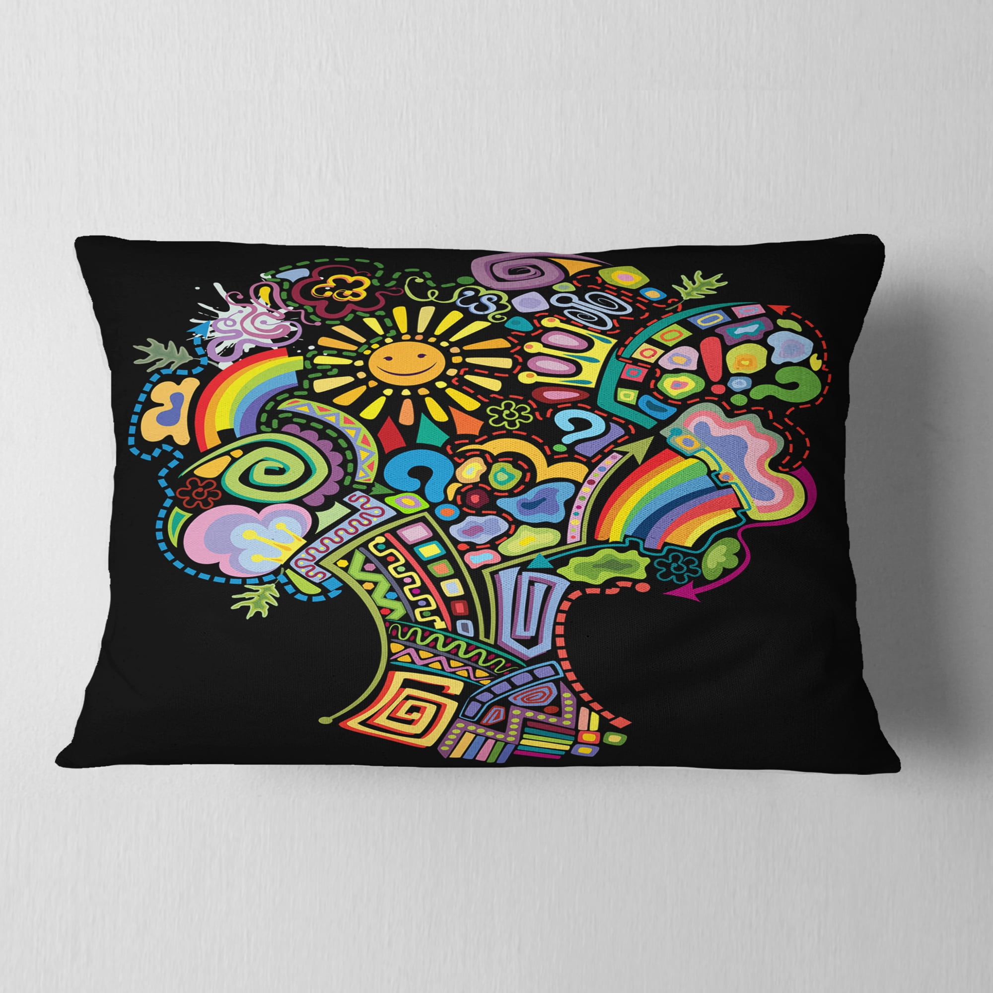 Designart Colorful Abstract Tree - Abstract Throw Pillow - 12x20