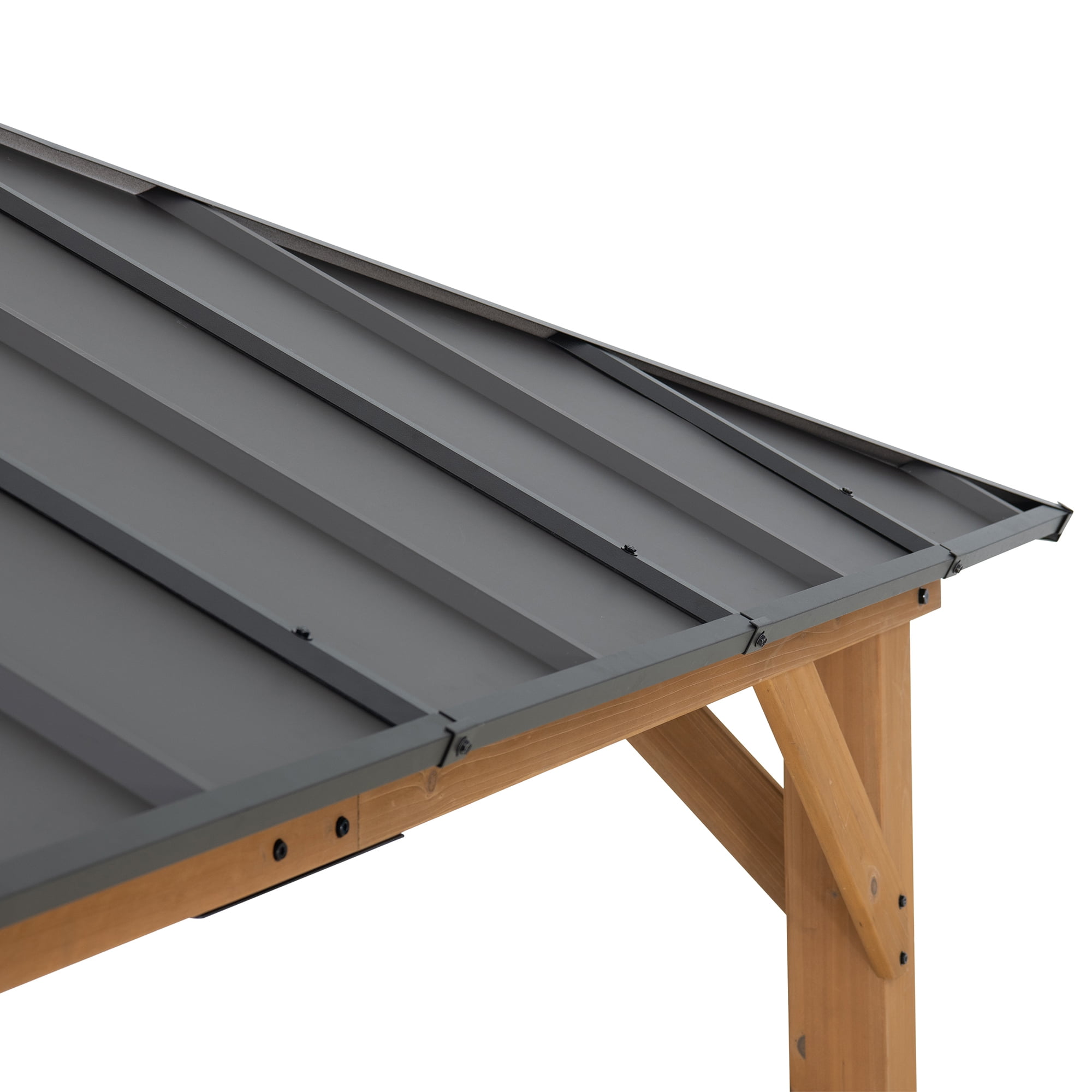 HOMETRENDS 11' x 11' Hardtop Cedar Square Gazebo, Black