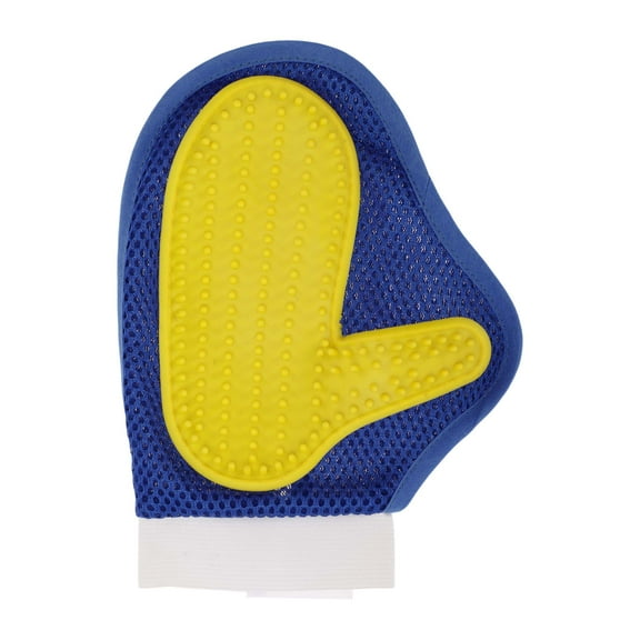 Unique Bargains 1 Pc Durable Single-sided Pet Grooming Glove for Bathroom Blue Rubber