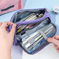 thumbnail image 5 of Estuche, estuche, 3 compartimentos, bolsa de gran capacidad, violeta, 5 of 5