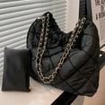 thumbnail image 4 of Bolso bandolera de nailon de gran capacidad con cadena y un solo hombro, color negro, 4 of 6