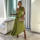 thumbnail image 1 of Vestido asimétrico ahuecado de un hombro para mujer, vestido de noche ajustado de Color sólido, Vestido de playa plisado con cuello inclinado elegante, Sexy, 1 of 5