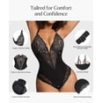 thumbnail image 3 of Body de encaje moldeador con control de abdomen para mujeres, con escote en V, espalda baja y sin mangas, talla 3XL., 3 of 5