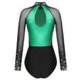 thumbnail image 4 of Alvivi Women's Long Sleeve Gymnastics Leotard Acrobatics Performer Costume Ballet Dance Bodysuit Green XL, 4 of 7