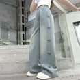 thumbnail image 2 of shqvo Wide Leg Jeans For Girls 5-14 Baggy Plain Bow Applique Denim Pants Loose Straight Leg Wide Leg Girls Jeans Casual Trousers Fall Clothes For Kids Teens, 2 of 8