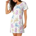 thumbnail image 4 of Ratiio Easter Colorful Rabbit Print Women's Short-sleeved Nightdress - Casual A-line Sleeveless Sleepwear Dress for Summer, Comfortable and Breathable, 4 of 8