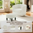 thumbnail image 3 of Tappio Swivel Accent Chair with Ottoman, 360 Swivel Velvet Barrel Chair Modern Armchair Sofa, Upholstered Reading Chair with Footrest for Living Room Bedroom Study Room, White, 3 of 8