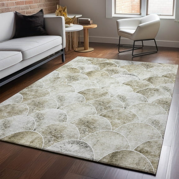 Addison Rugs Mayfield Washable Transitional Modern Beige Rectangle Rug, 10' x 14'