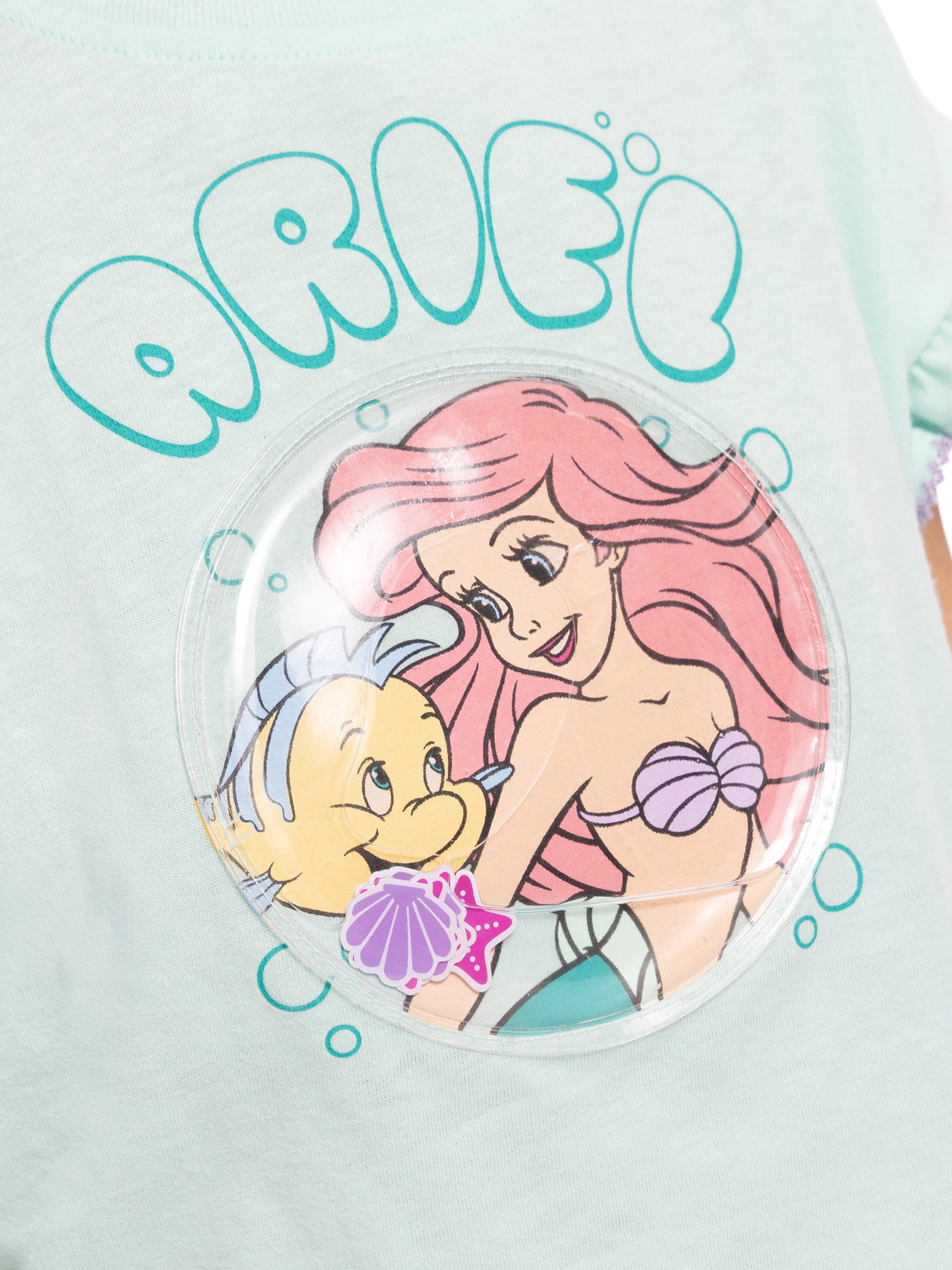 The Little Mermaid Ariel Toddler Girls Ruffle Graphic Tee with Short Sleeves, Sizes 12M-5T