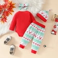 thumbnail image 4 of GYRATEDREAM Newborn Baby Girls Christmas Clothes Ribbed Ruffled Romper+Sweatpants+Headband Infant Outfit Set for 0-18M Red-E, 4 of 11