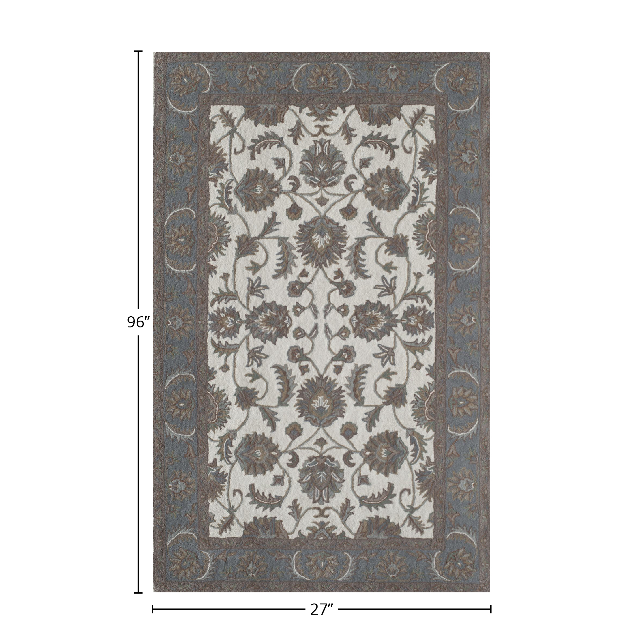 Rugs America Jasmine NDY01 Ivory Light Blue Oriental Traditional Ivory Area Rug, 2'3"x8'