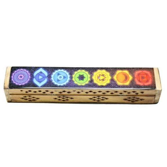 Soul Sticks 7 Chakras Celestial Handmade Incense Wooden Coffin Box with Storage with Gift Incense Sticks