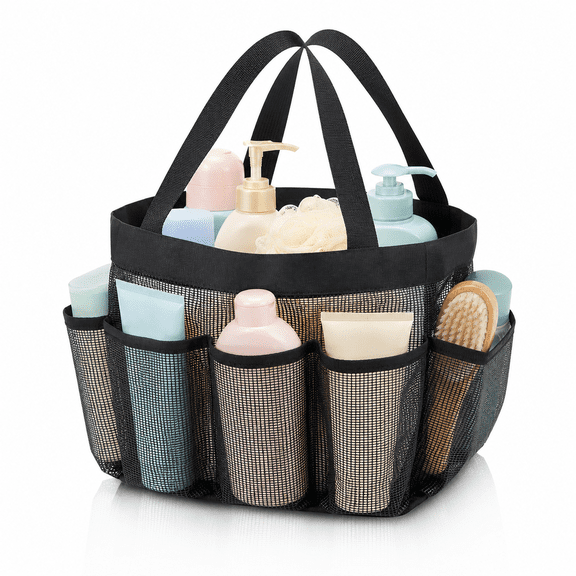 Mesh Shower Caddy Portable Shower Tote Bag for College,Gym,Travel,Black