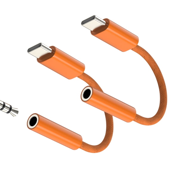 USB-C to 3.5mm Audio Adapter (2 Pack) Headphone Aux Jack DAC Dongle Cable for iPhone 17 16 15 Pro Max Compatible with Samsung Galaxy Android Wired Accessories for Apple Earphones Microphone Connector