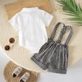 thumbnail image 4 of hoksml Unisex Baby Bodysuit and Suspender Shorts Set, Plaid Bow Tie Outfit, Infant Formal Summer Wear, 4 of 9