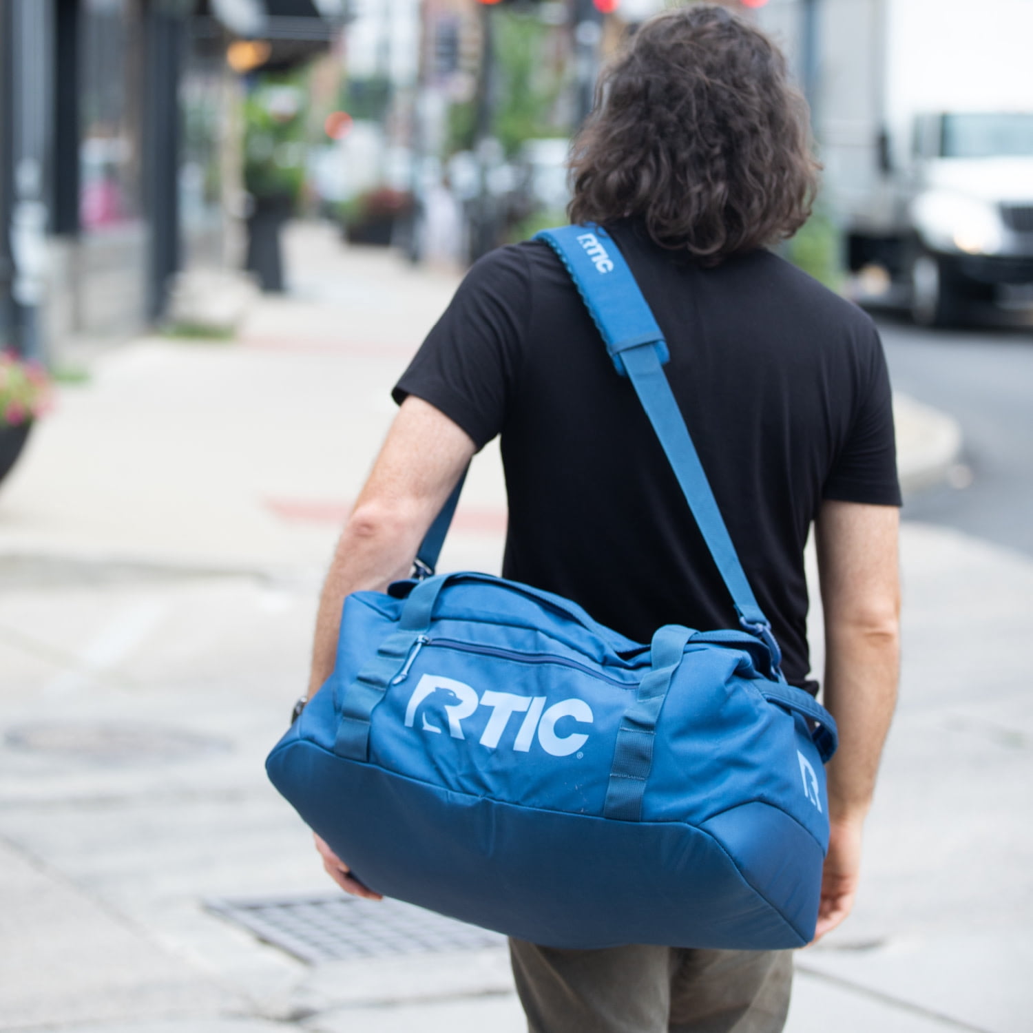 RTIC Road Trip Duffle Bag, Large, Water Resistant, Durable Fabric, Navy & Denim