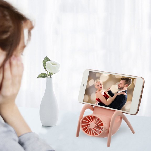 YOSADIER 1Pc Handheld and Desktop Portable Air Fan with Pink Detachable Bracket for Travel