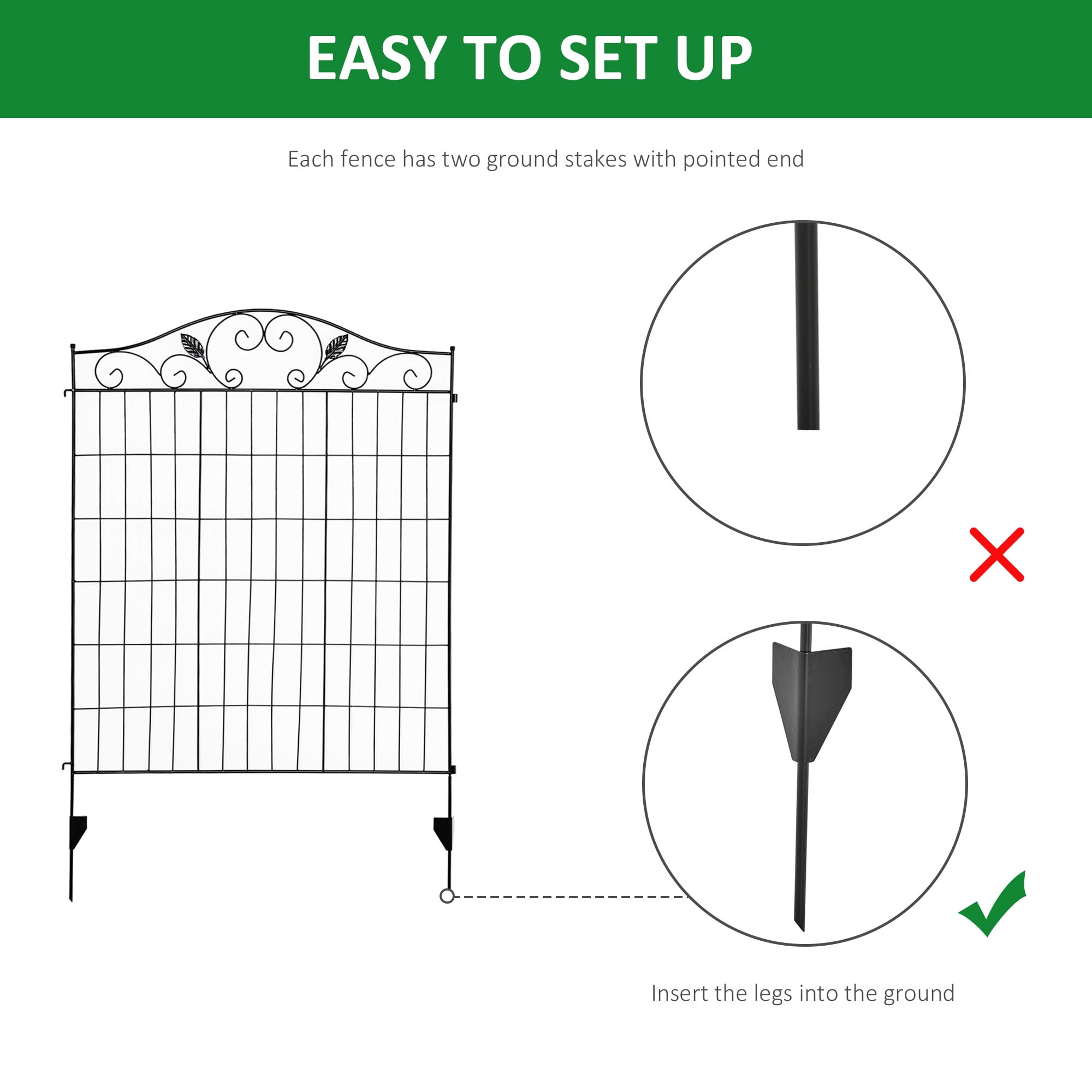 4-Pack Decorative Steel Garden Edging Fence with Vine Pattern, 12ft Linear Length, Adjustable Angle for Landscaping Borders and Paths