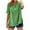 Green, variant on Women's T-Shirts Solid Color Cotton Linen 3/4 Sleeve Split V-Neck Button Tops Casual Loose T-Shirts
