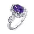 thumbnail image 2 of SuperJeweler 1 1/2 Carat Oval Shape Amethyst and Halo Diamond Ring In Sterling Silver For Women, 2 of 6