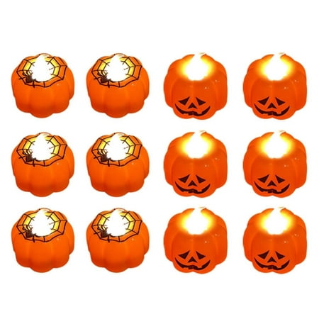 

Naturalour 12pcs Halloween Pumpkin Flameless Candle Battery Operated LED Tea Light for Party Decor