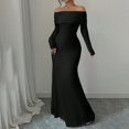 thumbnail image 6 of Aellinatey Women's Long Sleeve Off The Shoulder Bodycon Dress Elegant Maxi Dress Cocktail Prom Dresses, 6 of 7