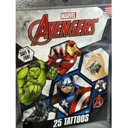 Marvel Comic Avengers Cartoon Characters Kid Tattoo 25 Count NEW