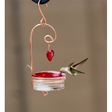 Beautiful Red Glass Hummingbird Feeder With Heart Walmart Com